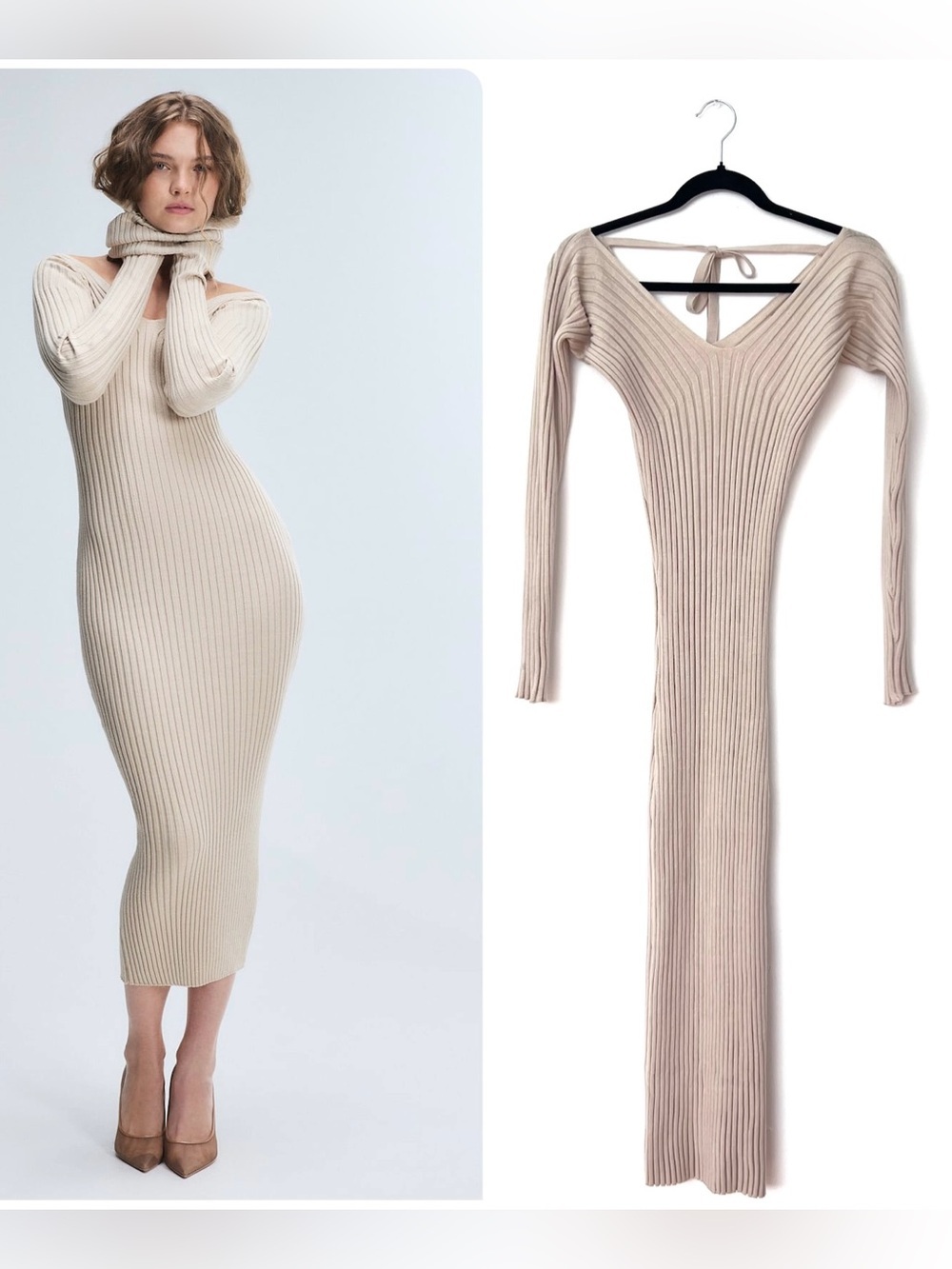 NEW Savage x Fenty Tres Soft Long-Sleeve Sweater Midi Dress